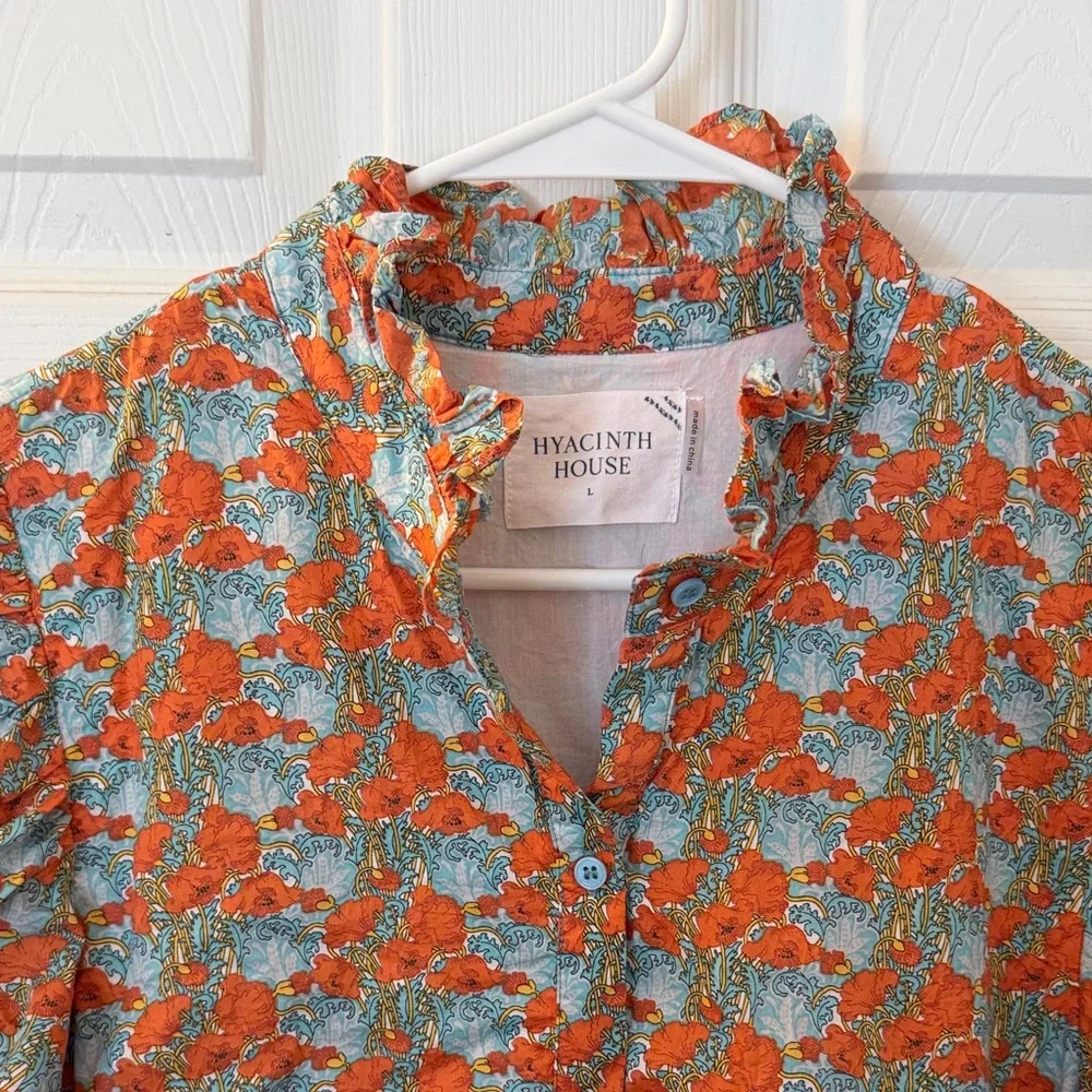 Tuckernuck Floral Maxi Shirtdress in Orange and Light Blue - Picture 2 of 4